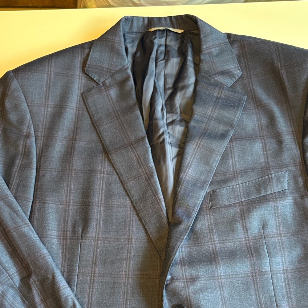 Canali Navy Blue Plaid Blazer